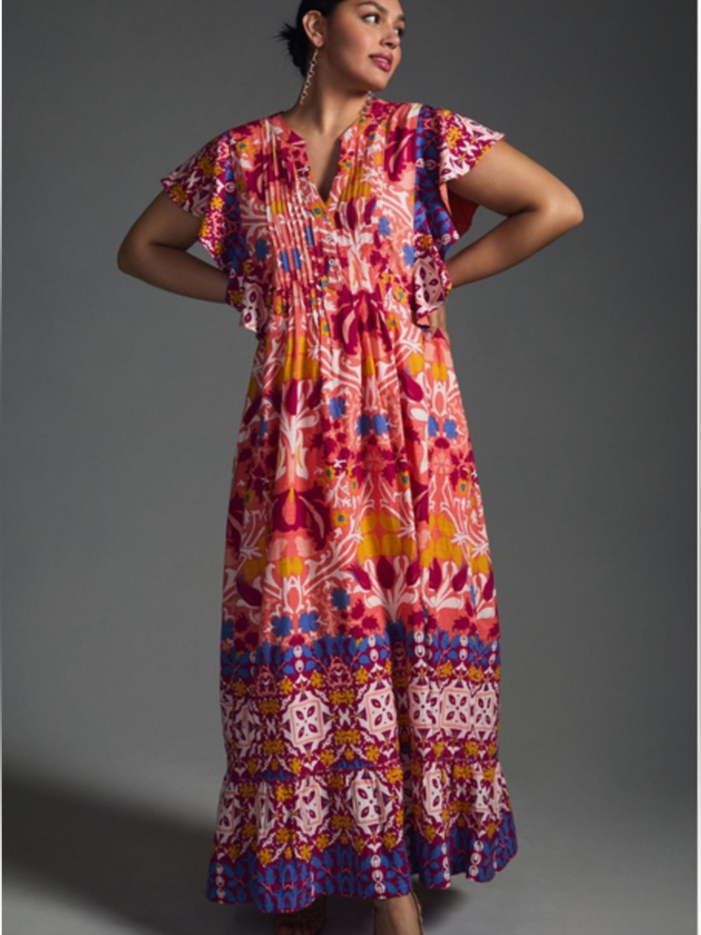 Anthropologie Floral Maxi Dress with Pockets